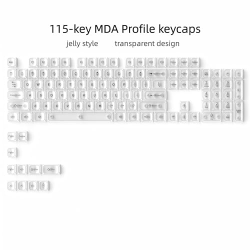 dagaladoo White Clear keycaps,Transparent keycaps 60 75 100 Percent,Ceramic Jelly Key caps Set,Shine Through Key caps,MDA Profile Keyboard Key Cap for Mx Switches Mechanical Keyboard - Image 2