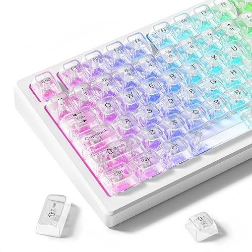 dagaladoo White Clear keycaps,Transparent keycaps 60 75 100 Percent,Ceramic Jelly Key caps Set,Shine Through Key caps,MDA Profile Keyboard Key Cap for Mx Switches Mechanical Keyboard - Image 1