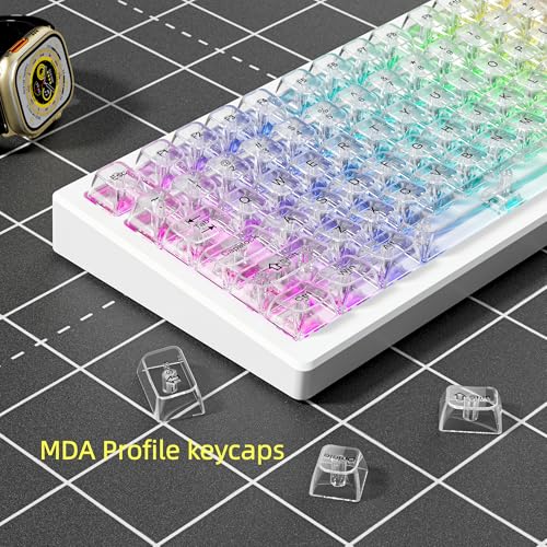 dagaladoo White Clear keycaps,Transparent keycaps 60 75 100 Percent,Ceramic Jelly Key caps Set,Shine Through Key caps,MDA Profile Keyboard Key Cap for Mx Switches Mechanical Keyboard - Image 3