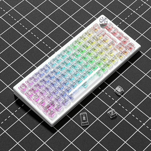 dagaladoo White Clear keycaps,Transparent keycaps 60 75 100 Percent,Ceramic Jelly Key caps Set,Shine Through Key caps,MDA Profile Keyboard Key Cap for Mx Switches Mechanical Keyboard - Image 5