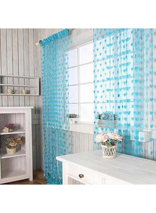 بينديا ستارة Pindia Beautiful Heart String Thread من البوليستر مكونة من قطعتين لتزيين نافذة المنزل - 6 أقدام، أكوا - Image 1