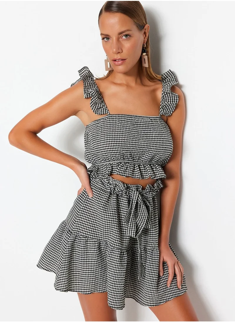 ترينديول Gingham Ruffle Top & Skirt Set