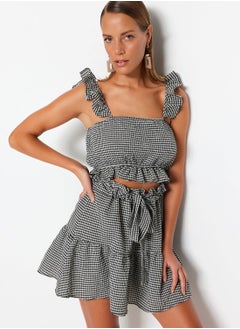 trendyol Gingham Ruffle Top & Skirt Set  - Image 1