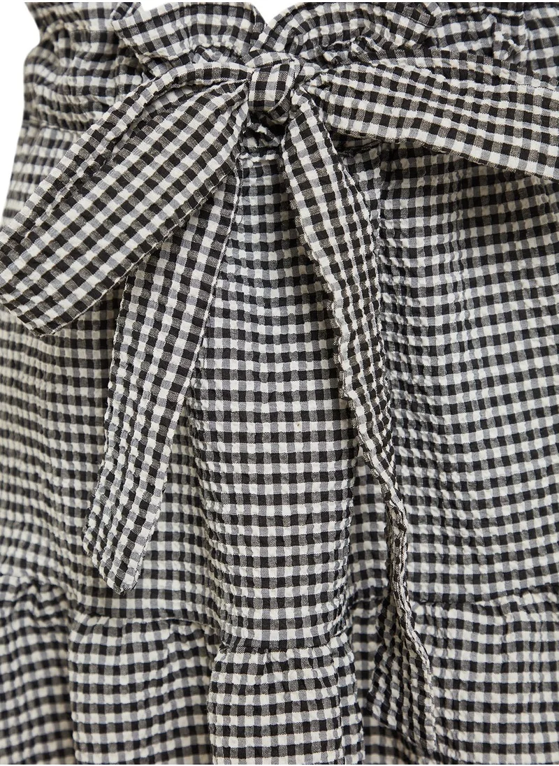 trendyol Gingham Ruffle Top & Skirt Set
