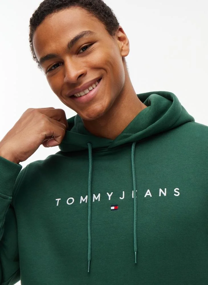 Tommy Jeans  Linear Logo Fleece Drawstring Hoody for Men | Best Price UAE