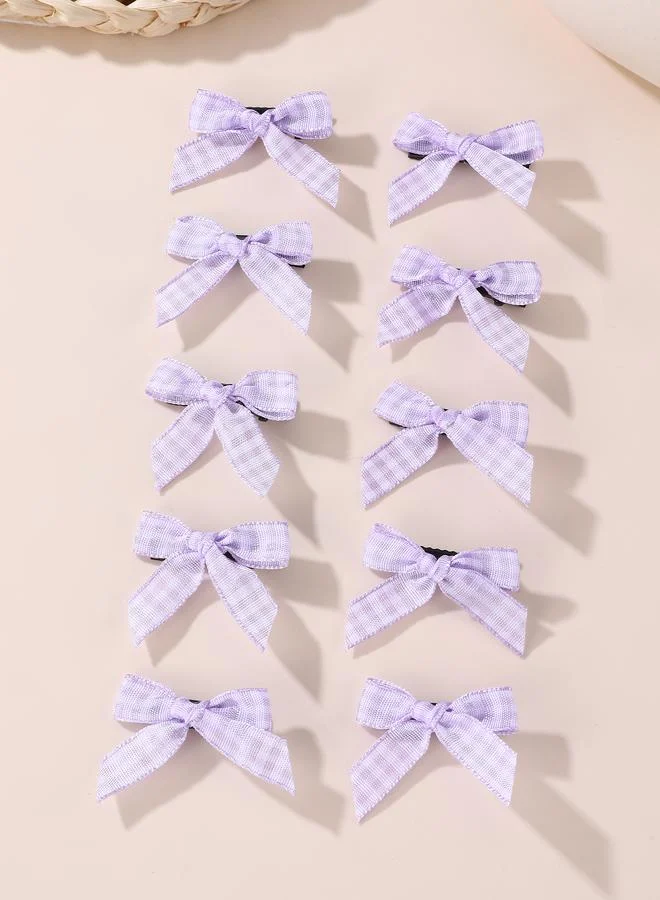 تايك تو Set of 10 - Checked Bow Hair Clips