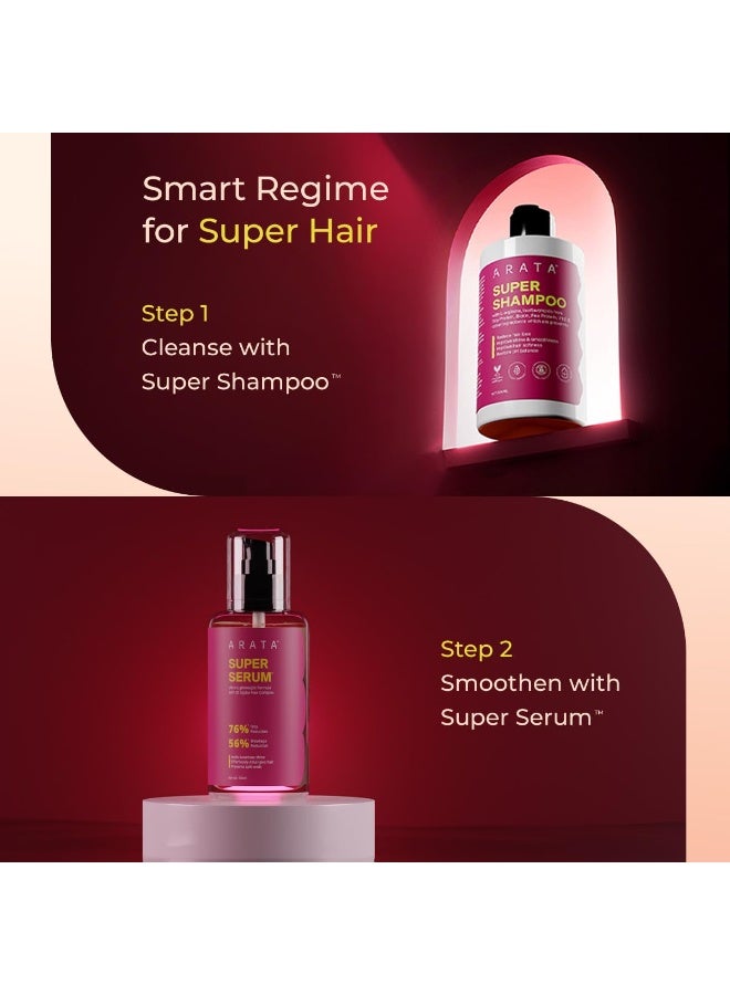 Arata Super Hair Duo | Super Shampoo & Super Serum | Prevents Breakage | Restores pH Balance | Adds Shine | Adds Smoothness | Reduces Frizz | For Women & Men | 300ml + 100ml - Image 3
