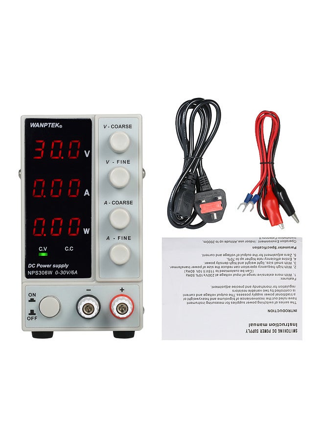 NPS306W 0-30V 0-6A Switching DC Power Supply 3 Digits Display LED High Precision Adjustable Mini Power Supply AC 115V/230V 50/60Hz Voltage & Current Regulated Dual Output