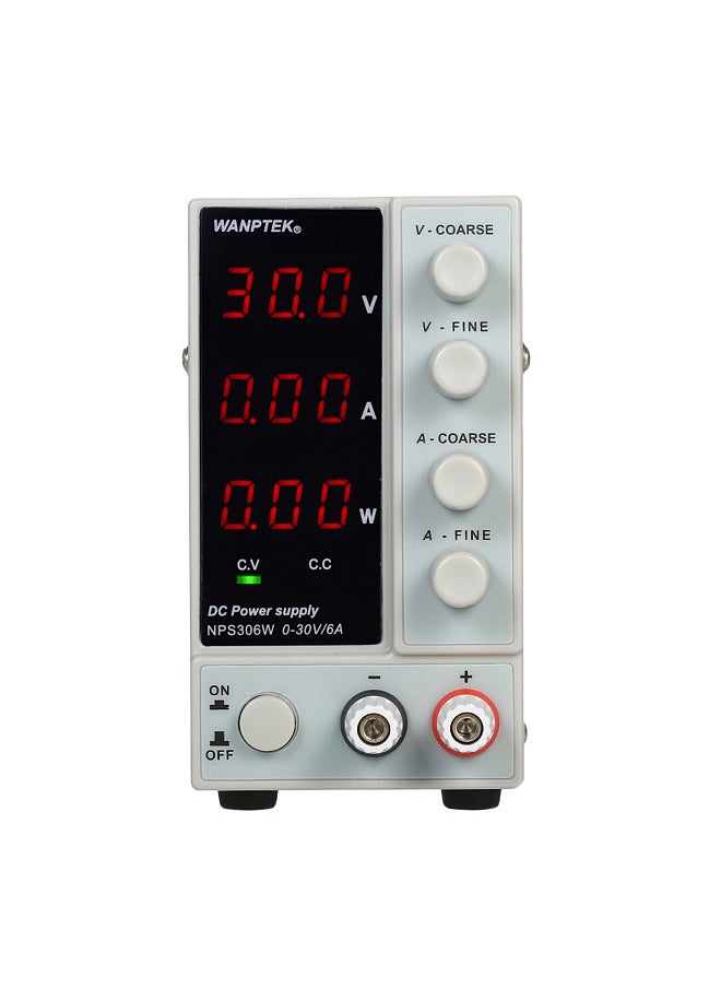 NPS306W 0-30V 0-6A Switching DC Power Supply 3 Digits Display LED High Precision Adjustable Mini Power Supply AC 115V/230V 50/60Hz Voltage & Current Regulated Dual Output