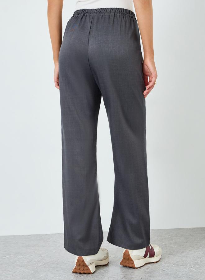 Styli Women Grey Wide Leg Pants with Drawstring - Image 4