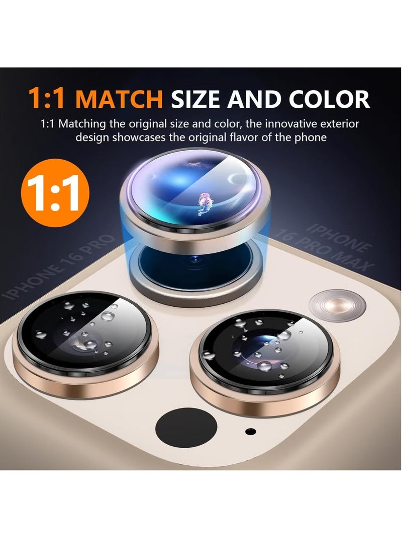Raxoom Camera Protection for iPhone 16 Pro/16 Pro Max â€“ [Convex Platform HD Tempered Glass] + [Aluminium Ring] Camera Lens Protector (Desert Titanium) - Image 3