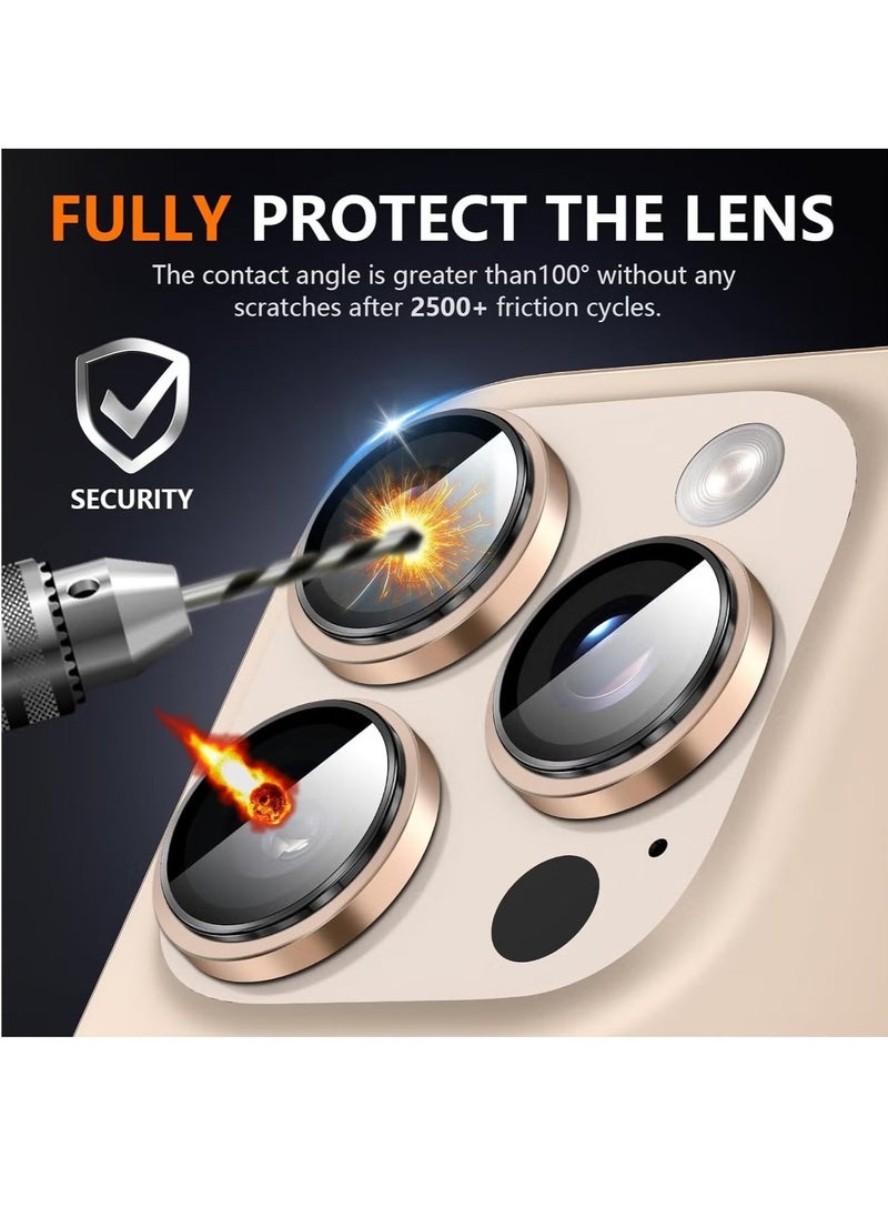 Raxoom Camera Protection for iPhone 16 Pro/16 Pro Max â€“ [Convex Platform HD Tempered Glass] + [Aluminium Ring] Camera Lens Protector (Desert Titanium) - Image 2