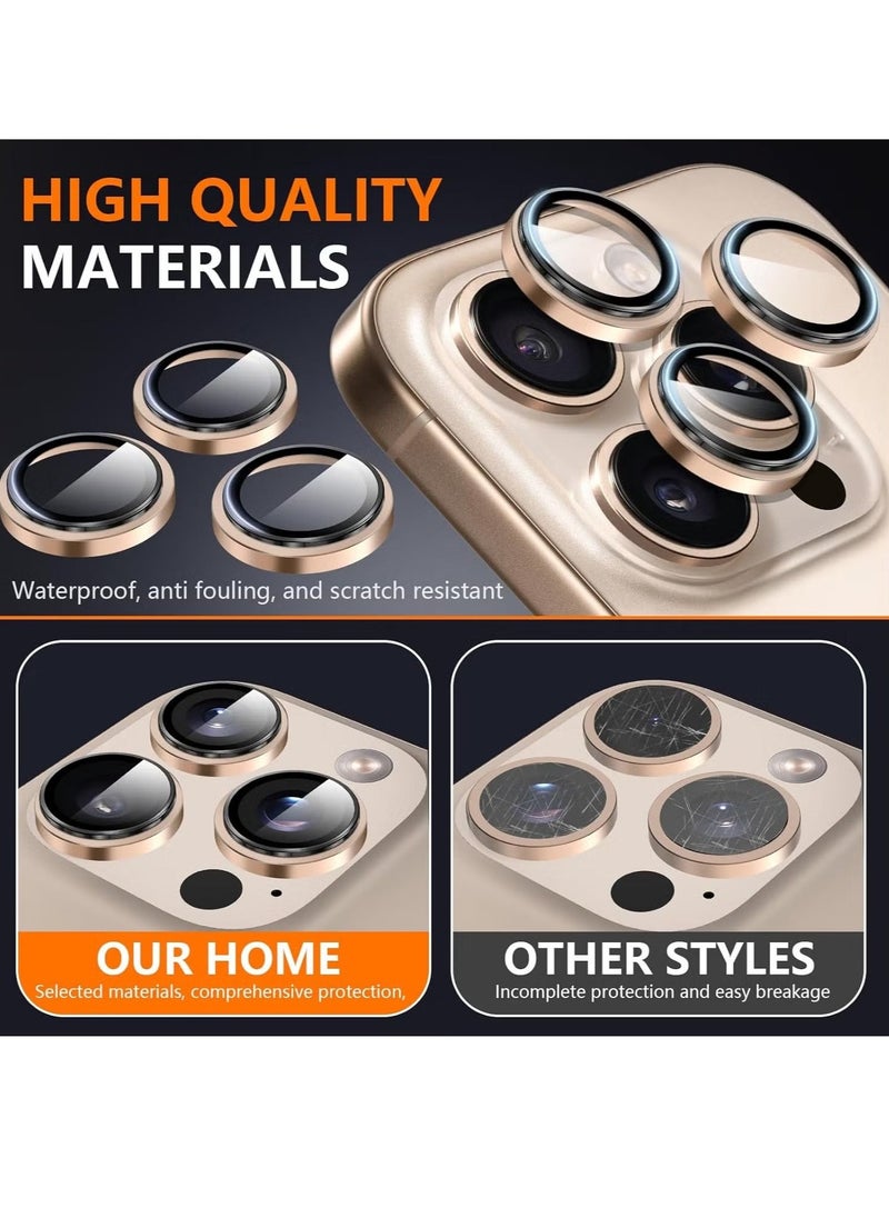 Raxoom Camera Protection for iPhone 16 Pro/16 Pro Max â€“ [Convex Platform HD Tempered Glass] + [Aluminium Ring] Camera Lens Protector (Desert Titanium) - Image 4