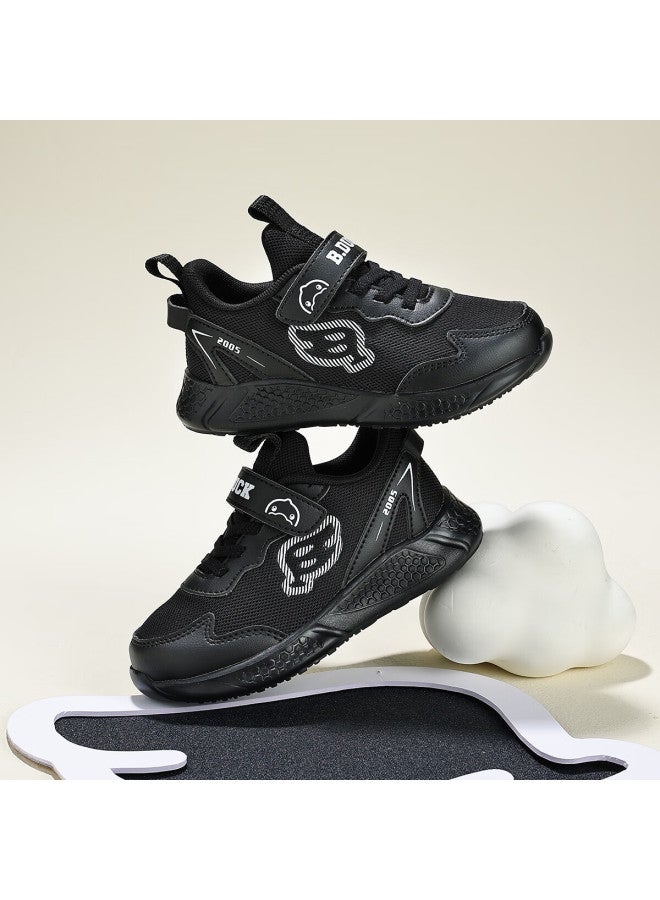 B.duck Kids' Sports Shoes Children's Casual Shoes Boys Girls Lightweight Breathable Running Shoes 6856 Black Size 26