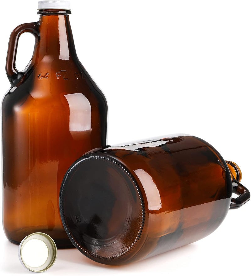 ZEAYEA 3 Pack 64 oz Glass Growler Jug, Amber Half Gallon Jug Set with Lids and Handle Great for Beer, Home Brewing, Kombucha, Distilled Water - Image 5