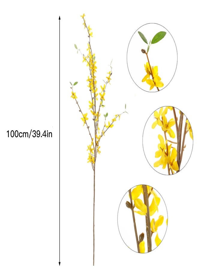 DULRLLY 6Pcs Artificial Forsythia Flower Branches 39 Inch Faux Yellow Jasmine Cherry Blossom Flowers Long Stems Silk Winter Spring Forsythia Flowers Bush for Floral Arrangement Wedding Home Decor - Image 5