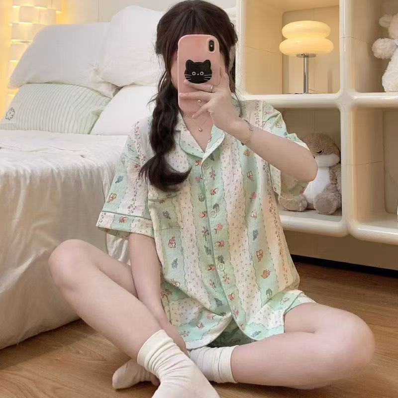 Pajamas Hot-Selling Southeast Asia 2026 Pajamas Summer Lapel Home Wear Labrador Pajama Set - Image 1