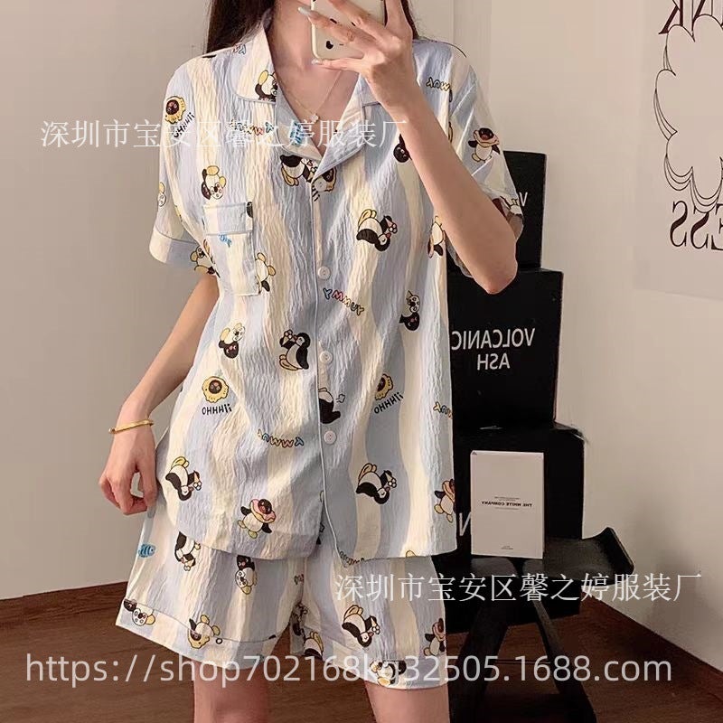 Pajamas Hot-Selling Southeast Asia 2026 Pajamas Summer Lapel Home Wear Labrador Pajama Set - Image 2