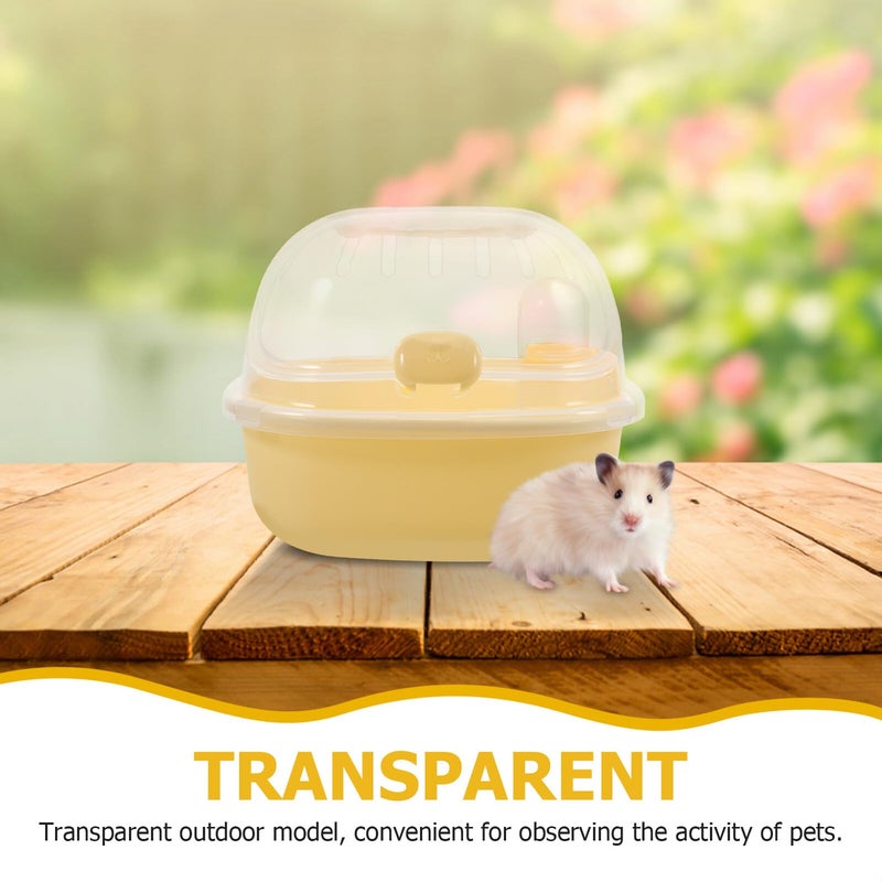 Portable Hamster Travel Cage Carrier Outdoor Small Animal Pet Case Yellow - Image 4