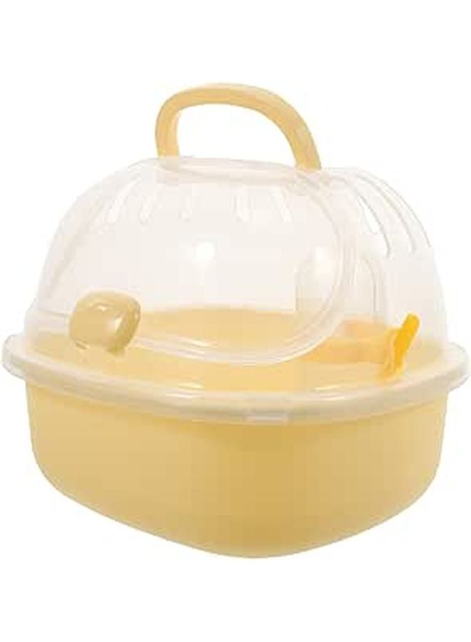 Portable Hamster Travel Cage Carrier Outdoor Small Animal Pet Case Yellow - Image 1