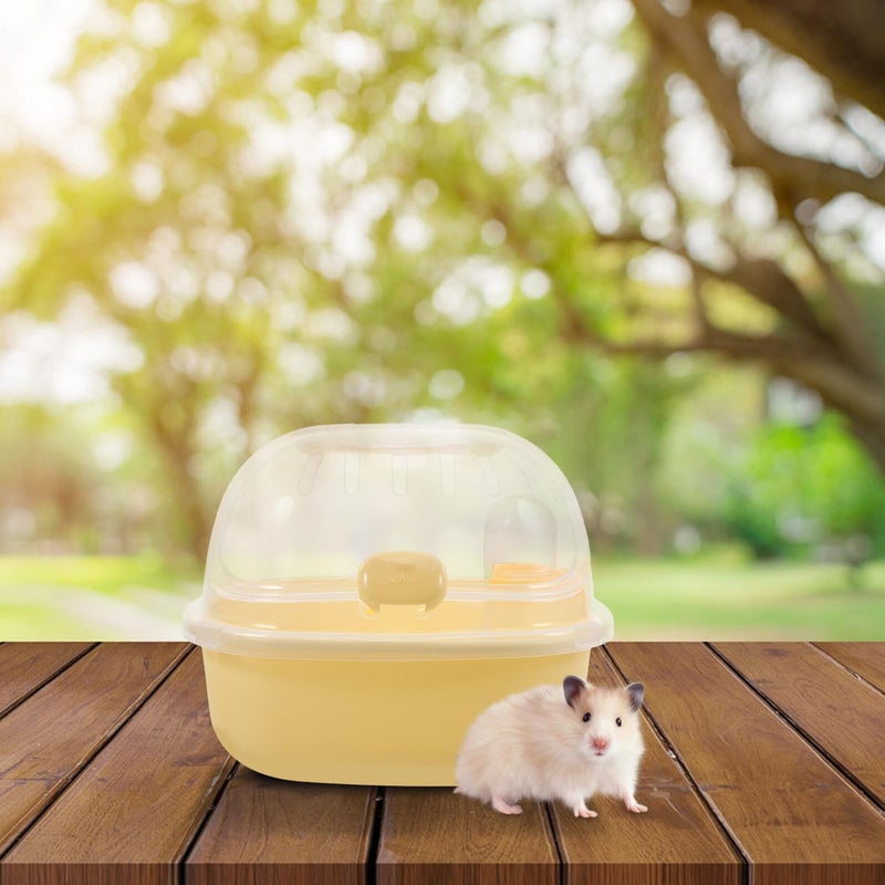 Portable Hamster Travel Cage Carrier Outdoor Small Animal Pet Case Yellow - Image 5