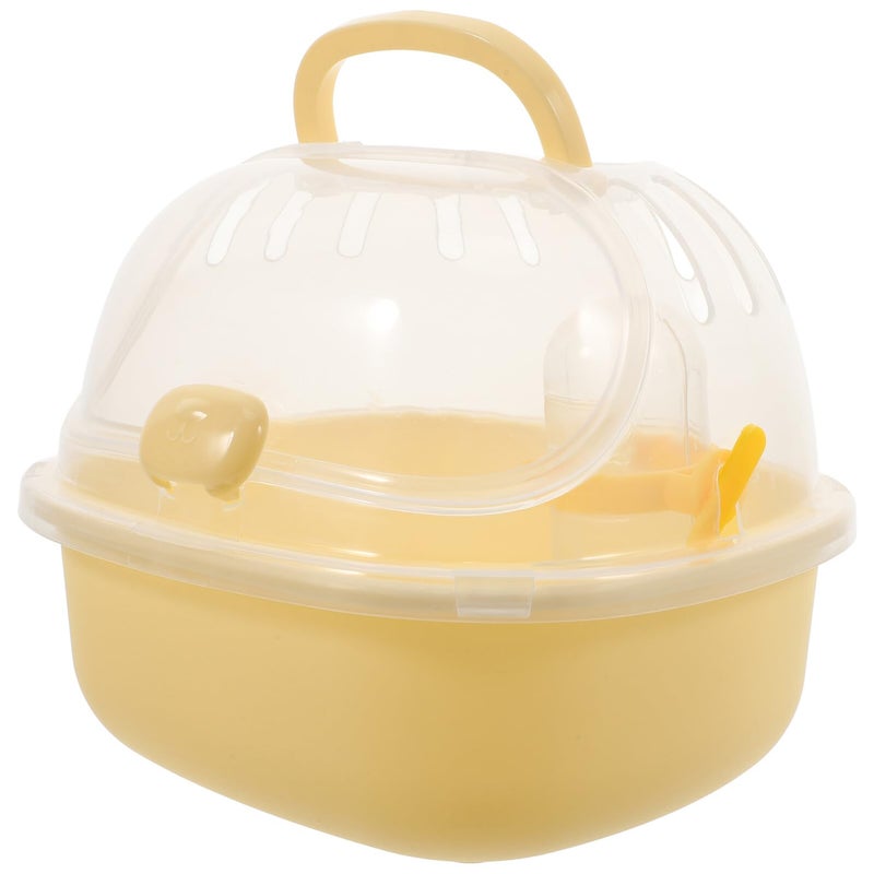 Portable Hamster Travel Cage Carrier Outdoor Small Animal Pet Case Yellow - Image 2