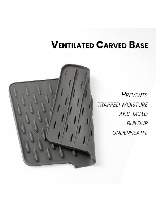 HOMESTAR Food-Grade Silicone Drying Mat For Kitchen Sink, Sloped Dish Drainer Pad With Heat Insulation, Multi-Function Non-Slip Counter Protector For Fruit Drying And Cutting Board - Image 3