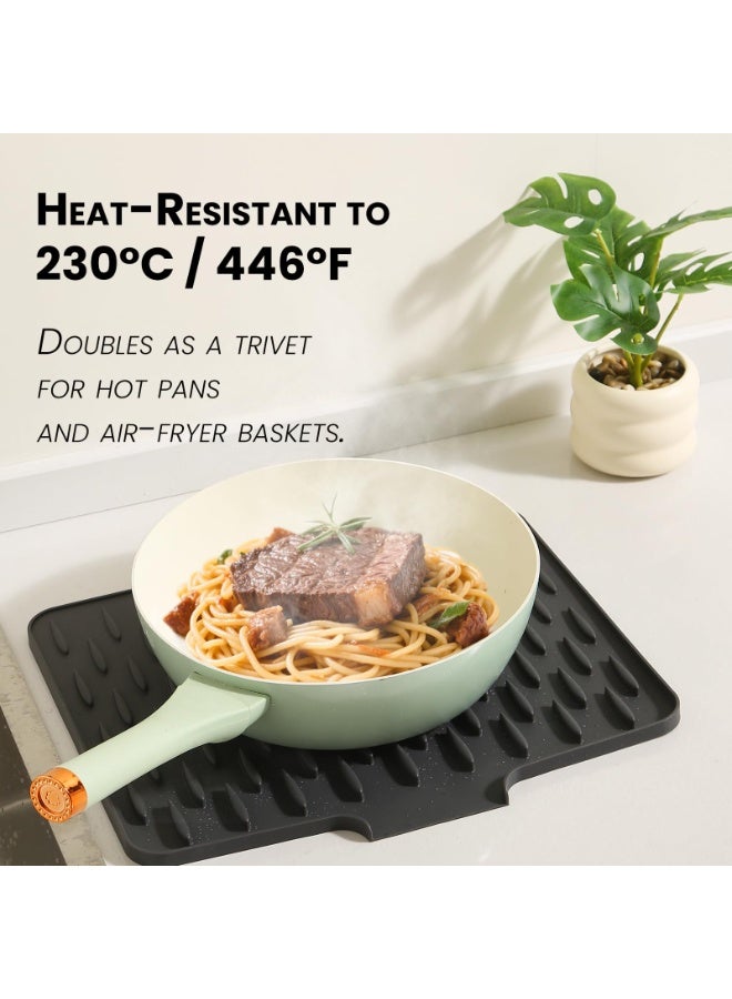 HOMESTAR Food-Grade Silicone Drying Mat For Kitchen Sink, Sloped Dish Drainer Pad With Heat Insulation, Multi-Function Non-Slip Counter Protector For Fruit Drying And Cutting Board - Image 4