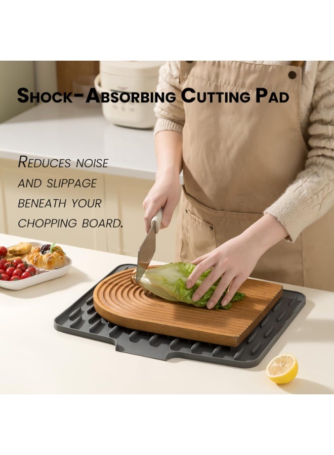 HOMESTAR Food-Grade Silicone Drying Mat For Kitchen Sink, Sloped Dish Drainer Pad With Heat Insulation, Multi-Function Non-Slip Counter Protector For Fruit Drying And Cutting Board - Image 5