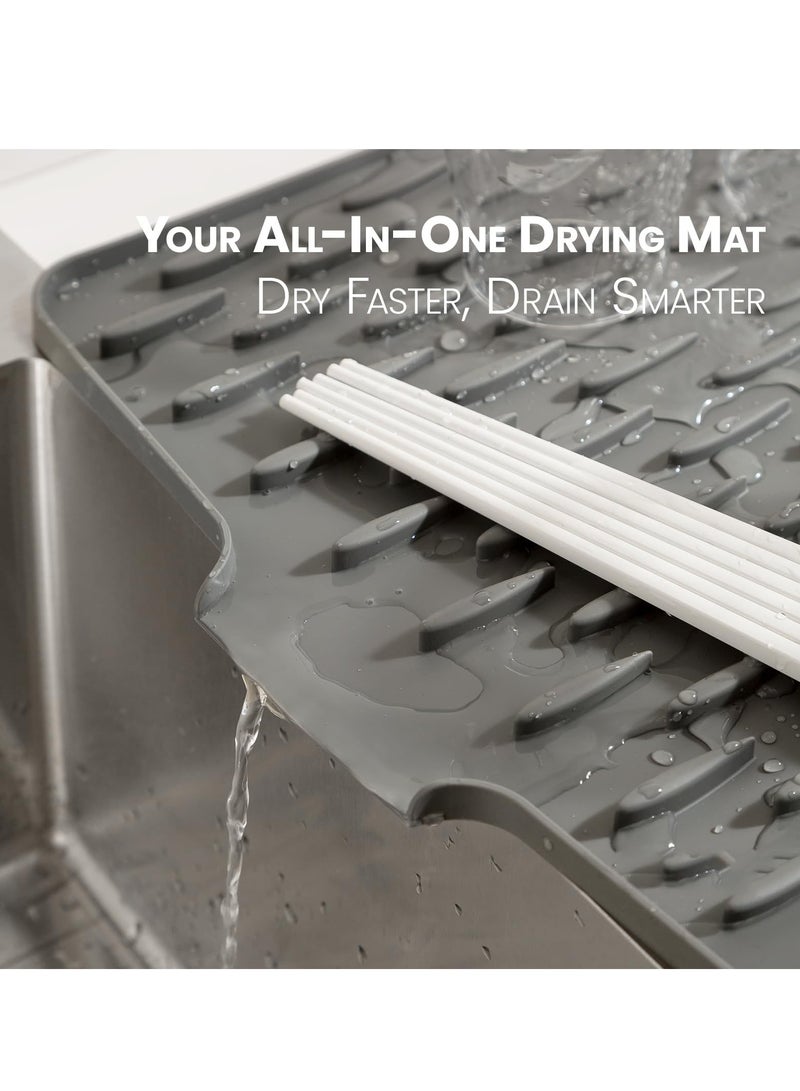 HOMESTAR Food-Grade Silicone Drying Mat For Kitchen Sink, Sloped Dish Drainer Pad With Heat Insulation, Multi-Function Non-Slip Counter Protector For Fruit Drying And Cutting Board - Image 2