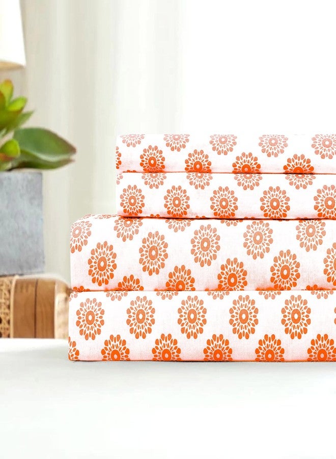 Sleepdown 100% Cotton Twin Sheets Set for Twin Bed Set, Ultra Soft 3 Pcs Percale Twin Bed Sheets, Durable, Cool & Crisp Twin Sheets, 16 Inches Deep Pocket Twin Sheets Set Kids, (Mandalas Coral, Twin) - Image 2