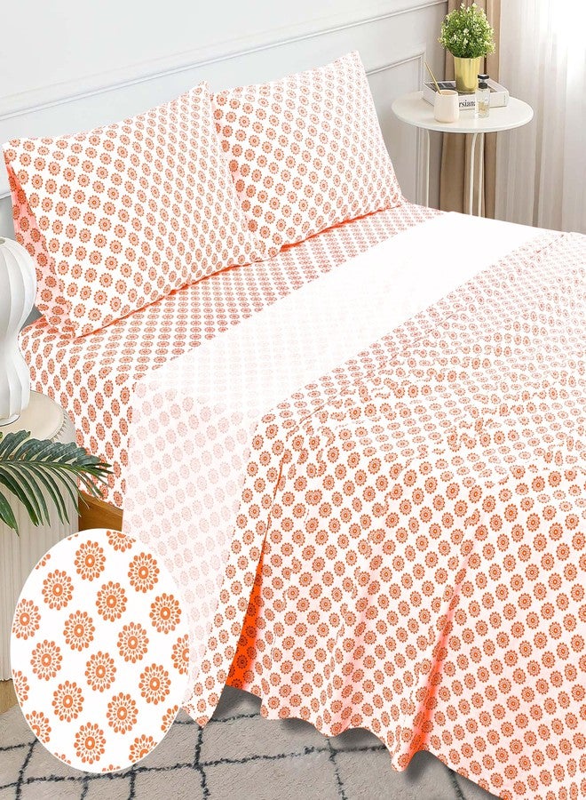 Sleepdown 100% Cotton Twin Sheets Set for Twin Bed Set, Ultra Soft 3 Pcs Percale Twin Bed Sheets, Durable, Cool & Crisp Twin Sheets, 16 Inches Deep Pocket Twin Sheets Set Kids, (Mandalas Coral, Twin) - Image 1