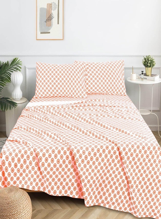 Sleepdown 100% Cotton Twin Sheets Set for Twin Bed Set, Ultra Soft 3 Pcs Percale Twin Bed Sheets, Durable, Cool & Crisp Twin Sheets, 16 Inches Deep Pocket Twin Sheets Set Kids, (Mandalas Coral, Twin) - Image 4