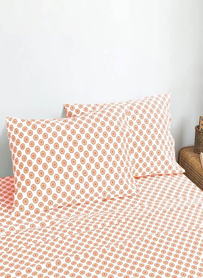 Sleepdown 100% Cotton Twin Sheets Set for Twin Bed Set, Ultra Soft 3 Pcs Percale Twin Bed Sheets, Durable, Cool & Crisp Twin Sheets, 16 Inches Deep Pocket Twin Sheets Set Kids, (Mandalas Coral, Twin) - Image 5
