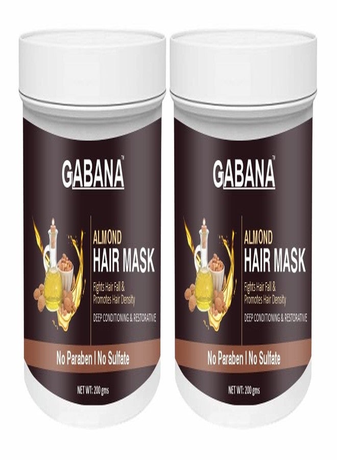 GABANA قناع غابانا باللوز للشعر للتحكم في تساقط الشعر (عبوة من قطعتين، 200 غرام) | قناع للشعر التالف | قناع لنمو الشعر | قناع للشعر المجعد | قناع للنساء لتقليل تساقط الشعر | قناع للشعر الجاف - Image 2