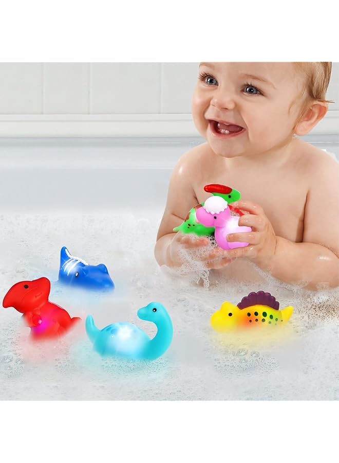 KASTWAVE Dinosaur Light Up Bath Toys For Toddlers 3 4 9Pcs Kids Bath Time Toys Toddler Dinosaur Bath Toys No Hole Bath Tub Toys Baby Light Up Pool Toys For The Tub Kids Girl Boy Fun Bath Toys - Image 4