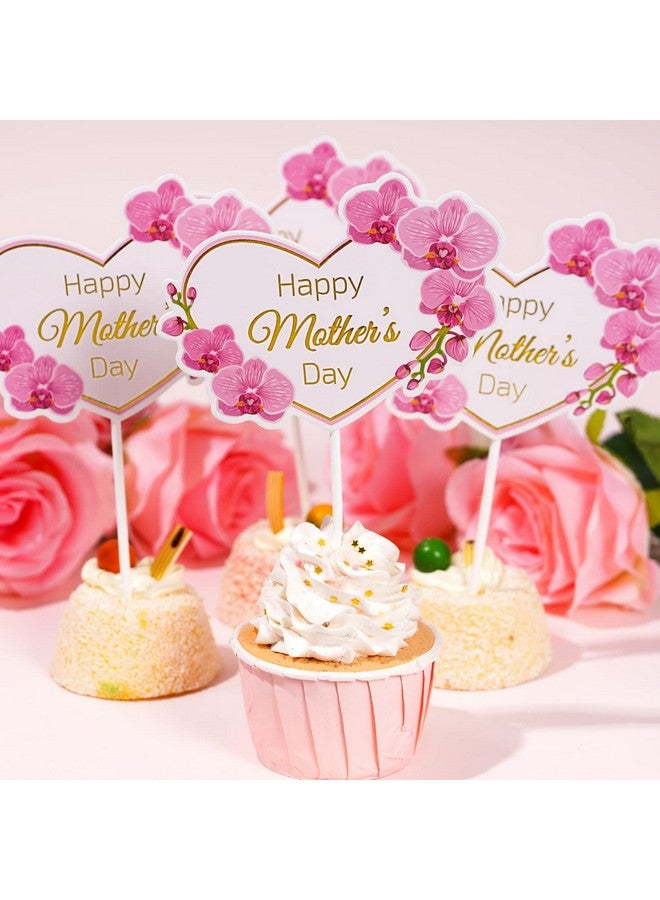 SUMERSHA 12 Pieces Happy Mother's Day Cake Toppers Flower Cupcake Topper for Mother's Day Birthday Cake Decoration Party Supplies (Style 1) - Image 5