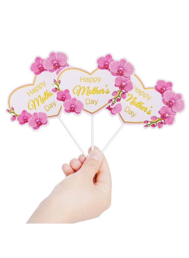 SUMERSHA 12 Pieces Happy Mother's Day Cake Toppers Flower Cupcake Topper for Mother's Day Birthday Cake Decoration Party Supplies (Style 1) - Image 3