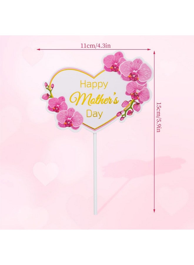 SUMERSHA 12 Pieces Happy Mother's Day Cake Toppers Flower Cupcake Topper for Mother's Day Birthday Cake Decoration Party Supplies (Style 1) - Image 2
