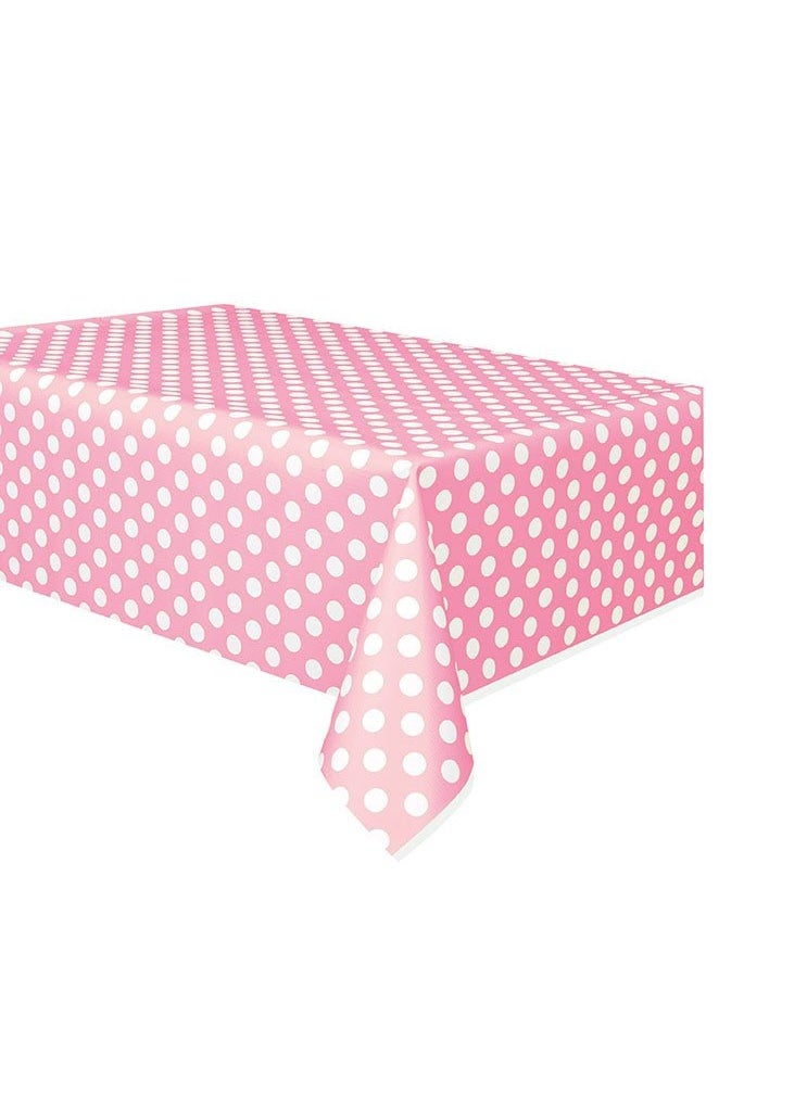 Unique White Polka Dot Tablecloth Pink Dots 137cm Plastic - Image 1