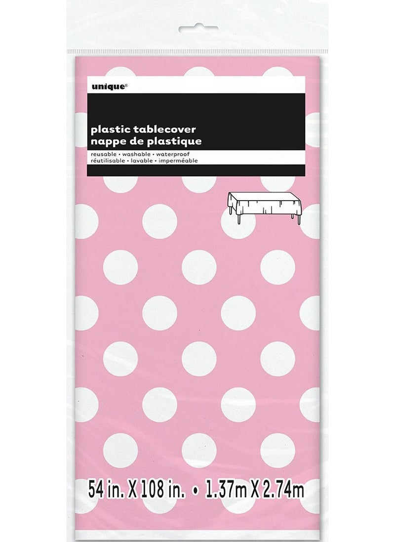 Unique White Polka Dot Tablecloth Pink Dots 137cm Plastic - Image 2