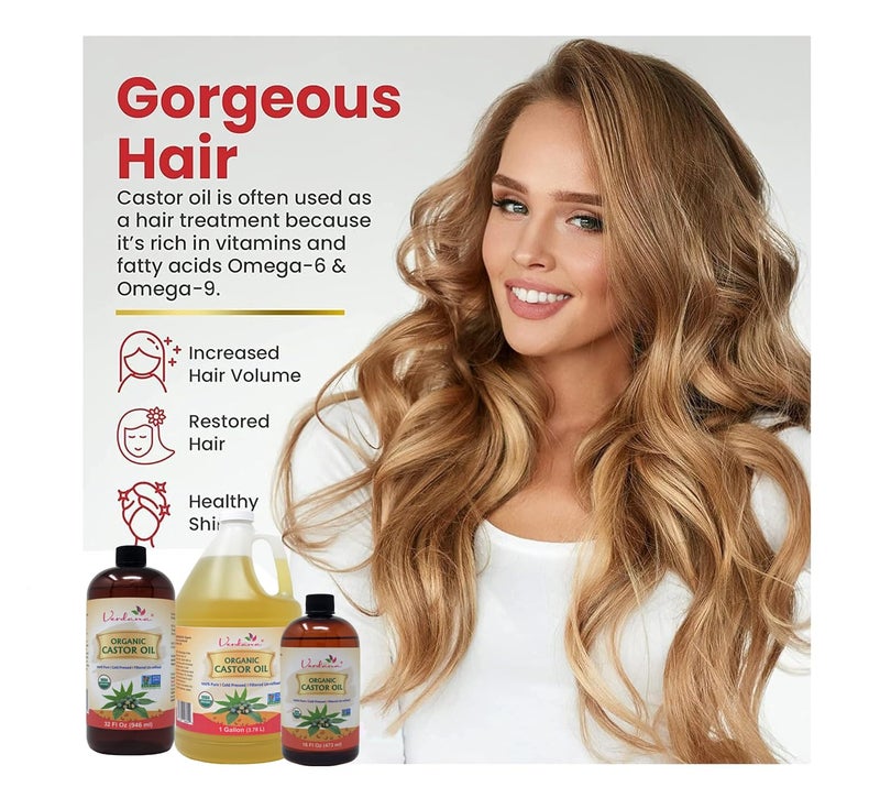 Verdana Organic Castor Oil â€“ 32 Fl Oz Bulk Size â€“ Cold Pressed, Unrefined, Hexane-Free â€“ USDA Organic â€“ Natural Moisturizer for Hair Growth, Eyelashes, Skin, Scalp & Castor Oil Packs - Image 4