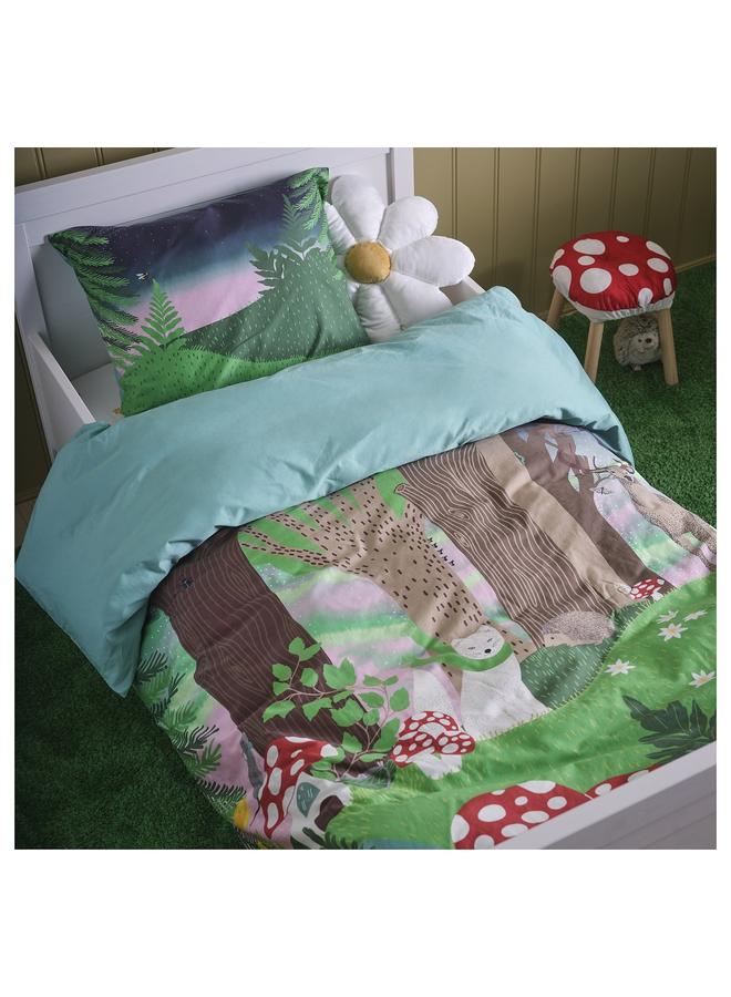 erorex Duvet cover and pillowcase, multicolour/forest pattern, 150x200/50x80 cm - Image 4