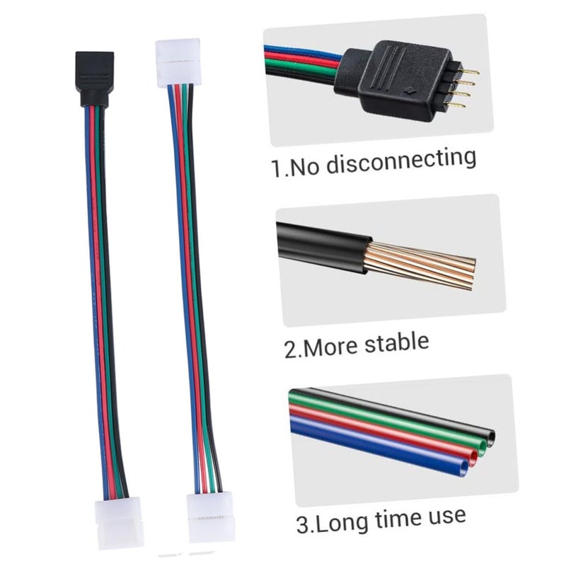 RGB LED Strip Connector Kit 5 Piece Set No Solder Adapter Easy Installation Multi Color - Image 4