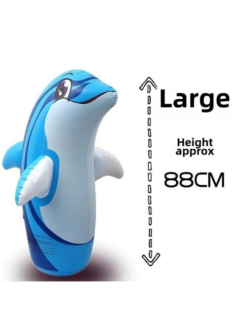Inflatable Thickened Dinosaur Toy For Children Exercise Intelligence Stands Up Punching Toy Quality Material Made In China-color:Dolphin Tumbler-Blue