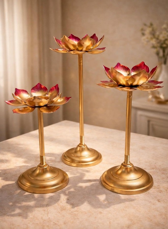 Agaas Enterprises Metal Lotus Set of 6 Tealight Candle Holder |Tlight Holder Diwali Decoration Home Decrative Item Puja Decor Chirstmas/New Year Gift Item Festival Decoration_ - Image 3