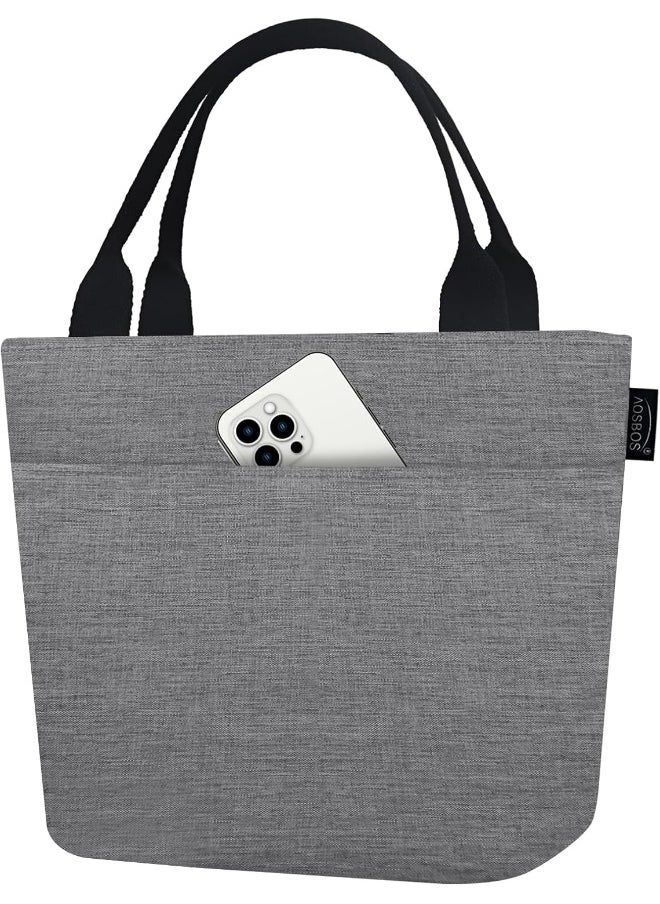 Aosbos - Aosbos Lunch Box Adult Lunch Bags for Women Soft Cooler Bag Large Tote Bag Lunch Cooler Insulated Snack Bag Lunch Pail Lunch Kit Travel Tote Meal Prep Bento Bag Loncheras Para Mujer, Grey - Image 1