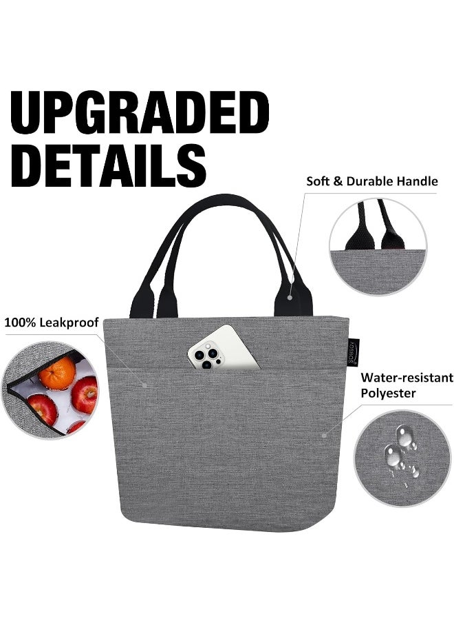 Aosbos - Aosbos Lunch Box Adult Lunch Bags for Women Soft Cooler Bag Large Tote Bag Lunch Cooler Insulated Snack Bag Lunch Pail Lunch Kit Travel Tote Meal Prep Bento Bag Loncheras Para Mujer, Grey - Image 1