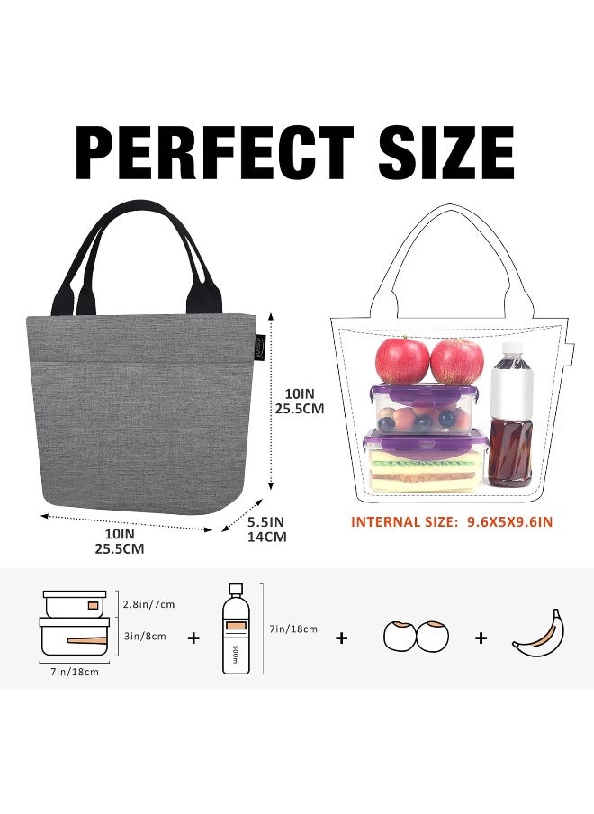 Aosbos - Aosbos Lunch Box Adult Lunch Bags for Women Soft Cooler Bag Large Tote Bag Lunch Cooler Insulated Snack Bag Lunch Pail Lunch Kit Travel Tote Meal Prep Bento Bag Loncheras Para Mujer, Grey - Image 1
