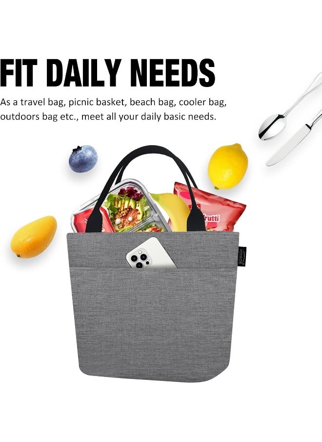 Aosbos - Aosbos Lunch Box Adult Lunch Bags for Women Soft Cooler Bag Large Tote Bag Lunch Cooler Insulated Snack Bag Lunch Pail Lunch Kit Travel Tote Meal Prep Bento Bag Loncheras Para Mujer, Grey - Image 1